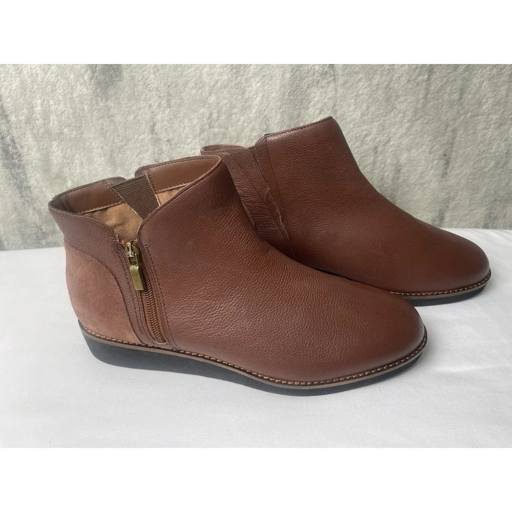 SoftWalk Wesley Ankle Boots Brown Leather, Women's 11W ‎ New